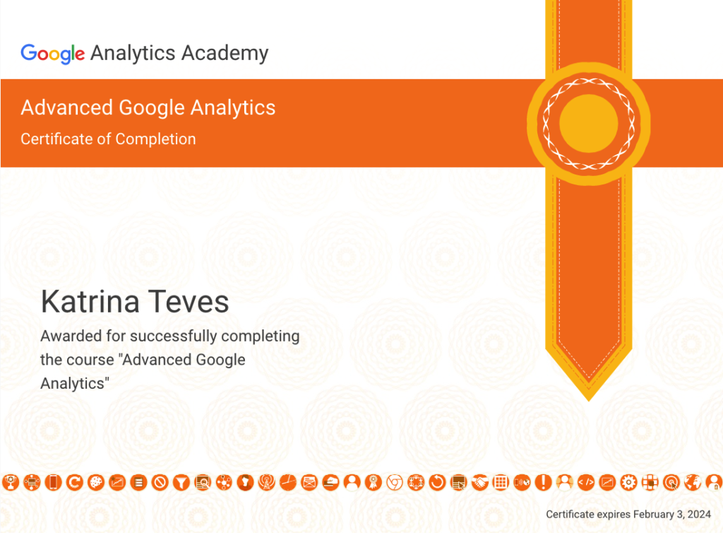 Advanced Google Analytics Certificate