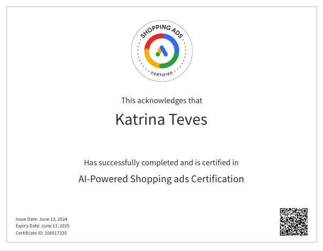 Google Shopping Certificate
